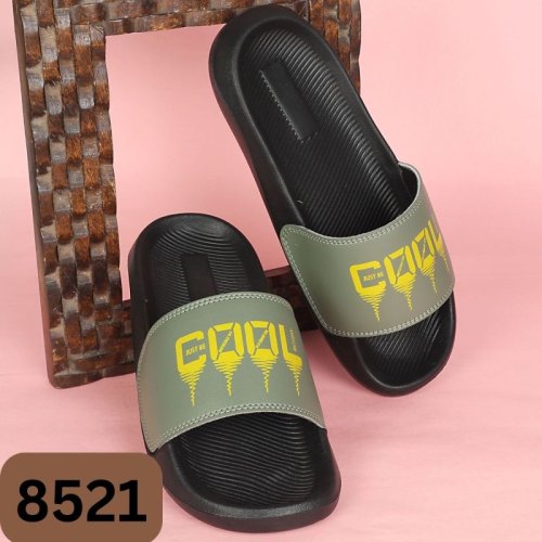 8521 Black Green Printed Men Slider