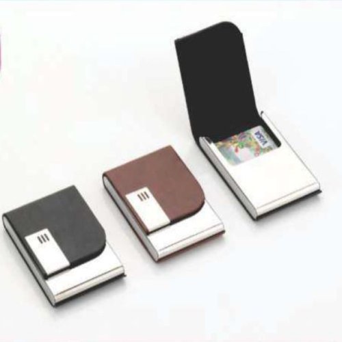 Genuine Leather Card Holder with Stainless Steel Magnetic Closure