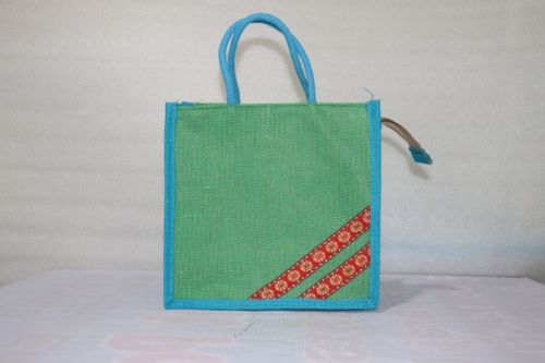 Green Short Handled Handcrafted Jute Carry Bag