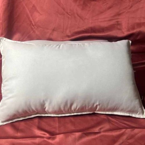 White Plain Border Rectangular Cotton Pillow