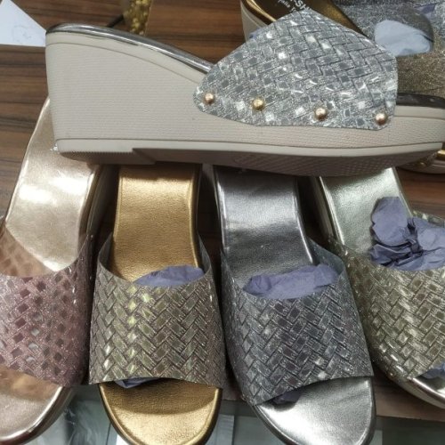 Braided Pattern Sparkle Finish Heeled Ladies Sandal