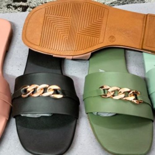 Chain Strap Flat Ladies Slipper