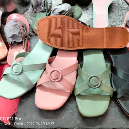 Dual Strap Open Toe Flat Ladies Sandal