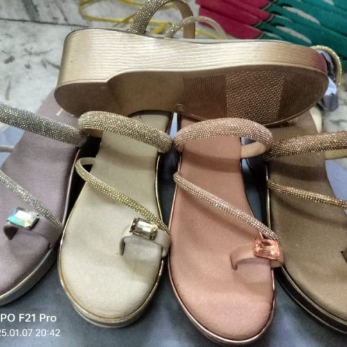 Glitter Finish Strap Heel Ladies Sandal