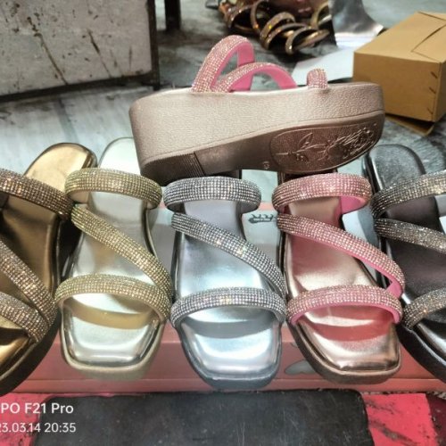 Glitter Strap Wedge Heel Ladies Sandal