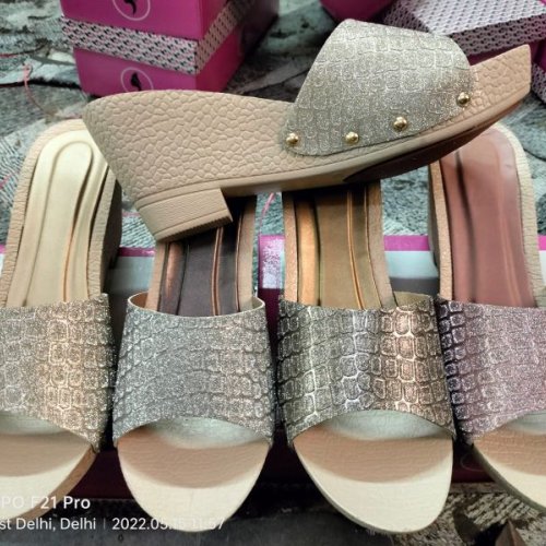 Golden Webge Heel Ladies Sandal