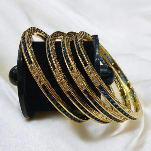 Blue AD Gold Frame Bangles