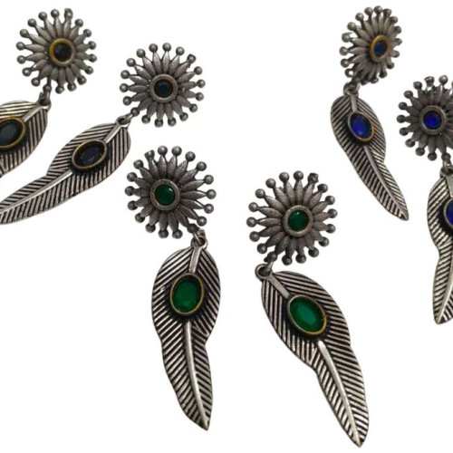 Monalisa Stone Oxidised Brass Earrings