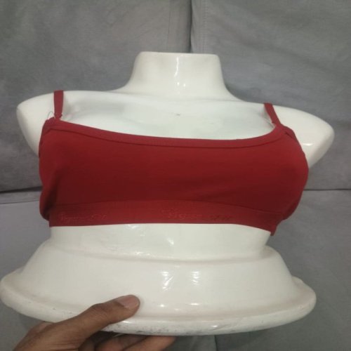 Ladies Cotton Red Sports Bra