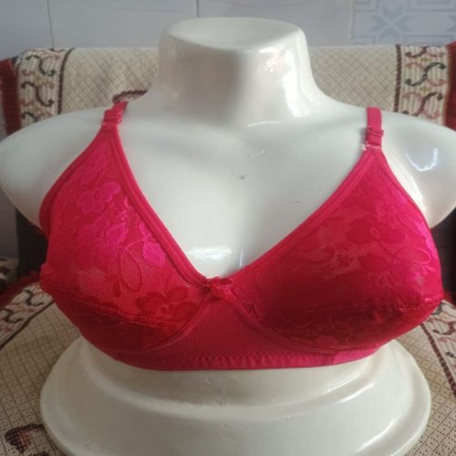 Ladies Hot Pink Lace Non-Padded Bra