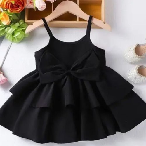 Black Plain Baby Girls Frock