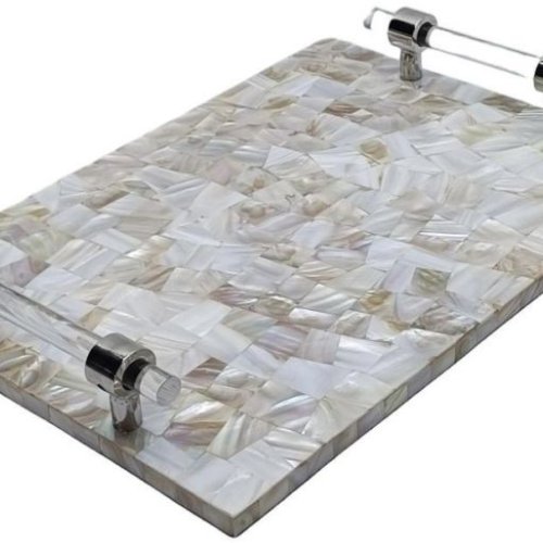 Elegant White Mother OF Pearl Acrylic Serving Tray