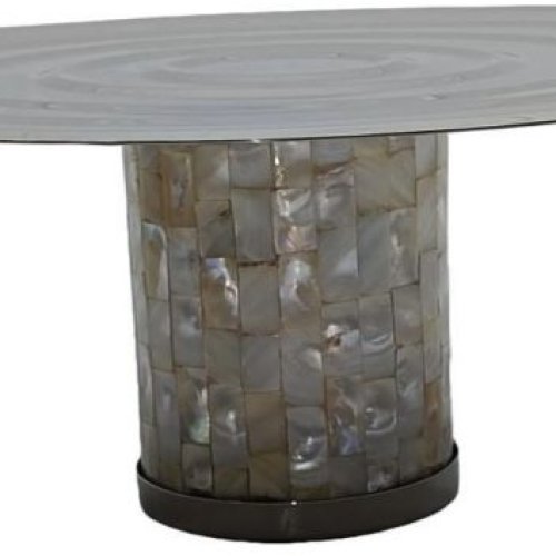 Elegant White Mother OF Pearl Metal Cake Stand