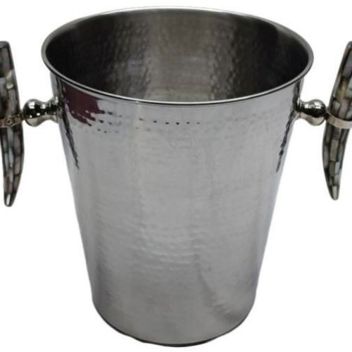 Luxury Hammered Stainless Steel Black Mother OF Pearl Ice Bucket