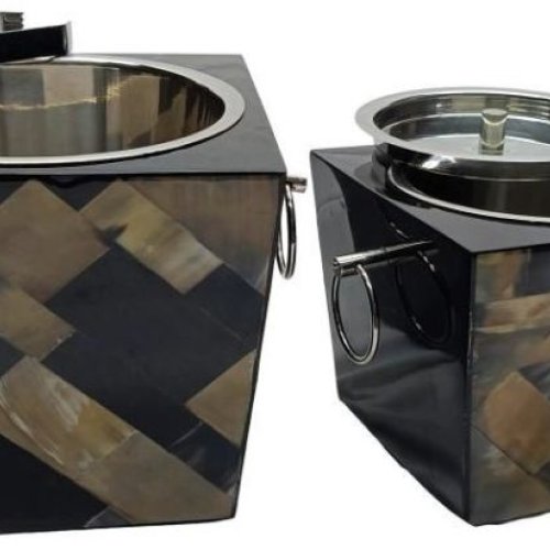 Luxury Resin Horn Mosaic Stainless Steel Ice Bucket Set