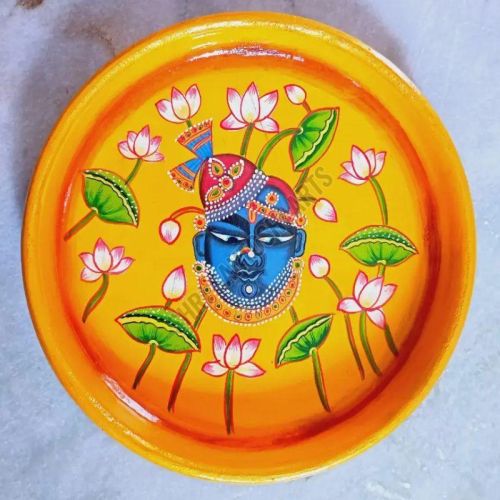 Wooden Round Painted Plate