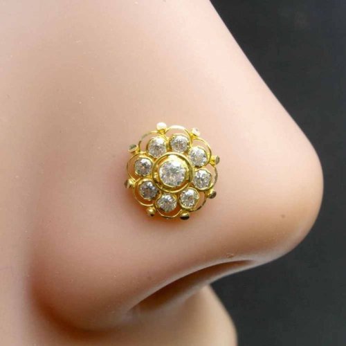 Cute Real Gold Nose Stud Ring