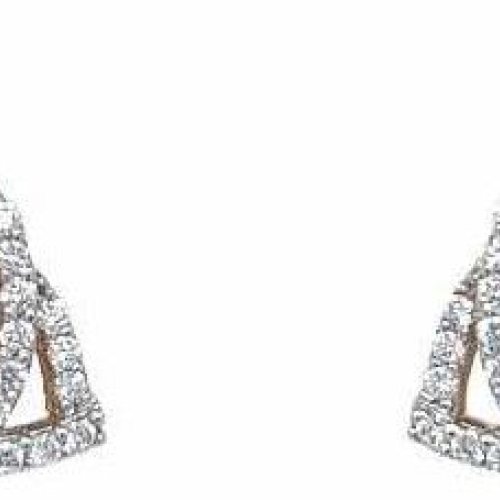 Geometric Gold Diamond Stud Earrings