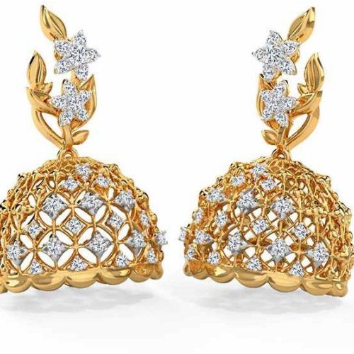 Gold Diamond Jhumka Earrings