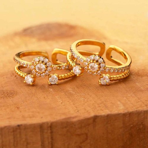 Gold Diamond Toe Ring