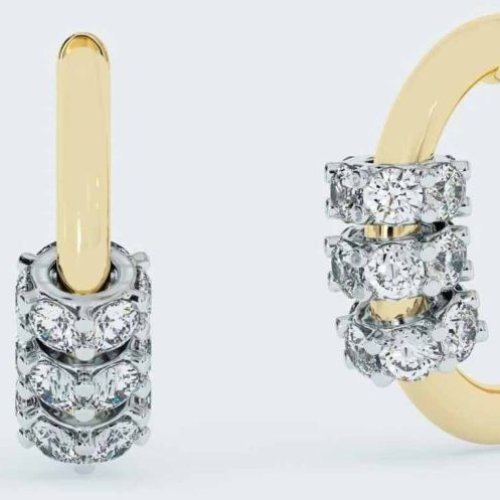 Huggie Hoop Gold Diamond Earring