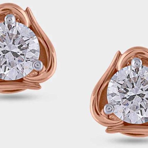 Rose Gold Round Solitaire Diamond Earring