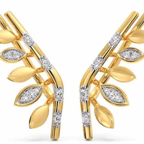 Sleek Fancy Diamond Ear Cuffs Earrings