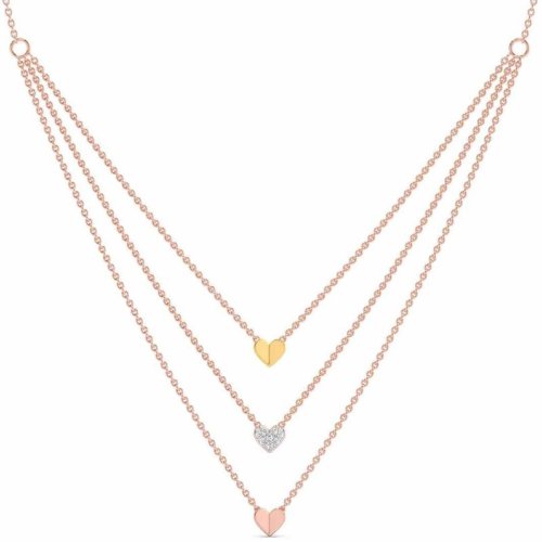 Triple Hearts Layered Diamond Necklace