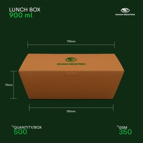 900ml Brown Paper Disposable Lunch Box