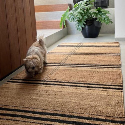 Rectangular Jute Striped Rug