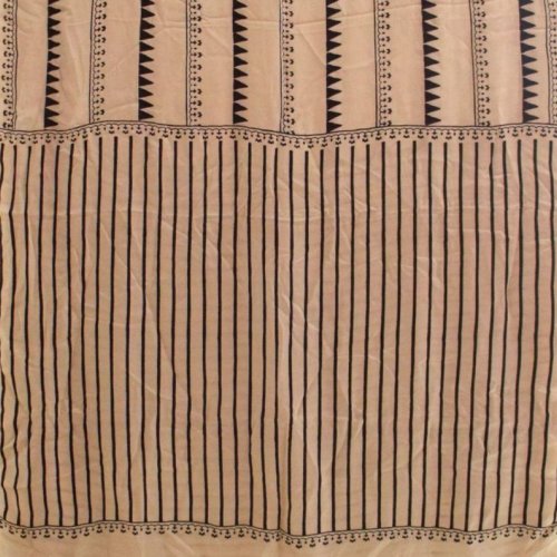 Creamy Ajrakh Modal Silk Hand Block Printed Saree