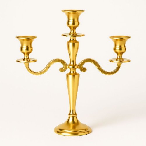 Classic 3 Arm Matte Golden Candelabra