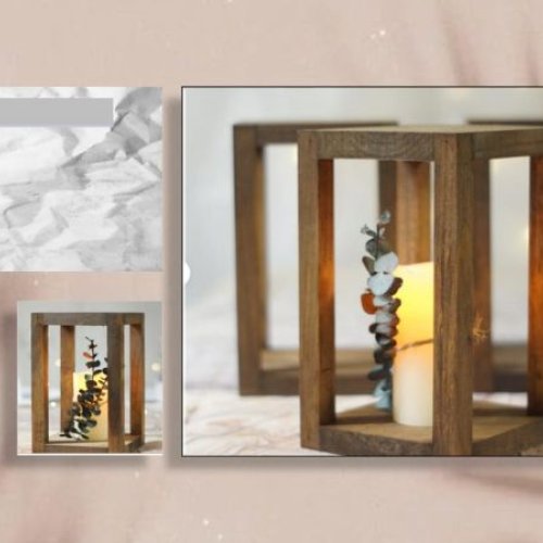 Minimalist Wooden Lantern Set