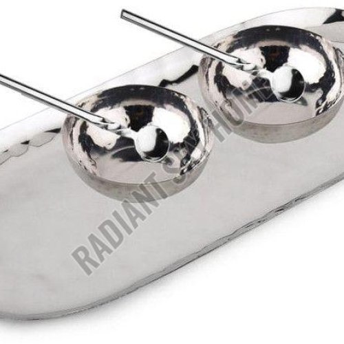 5 Pieces Hammered Stainless Steel Condiment Set