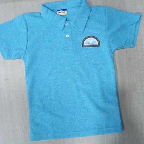 Poly Cotton Half Sleeve Sky Blue School Uniform T Shirt