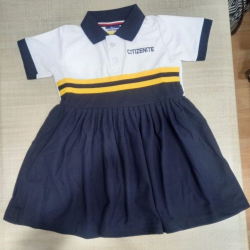 Poly Cotton Navy Blue Girls School Uniform