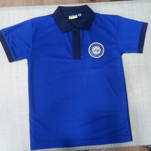 Poly Cotton Polo Neck Blue School Uniform T Shirt