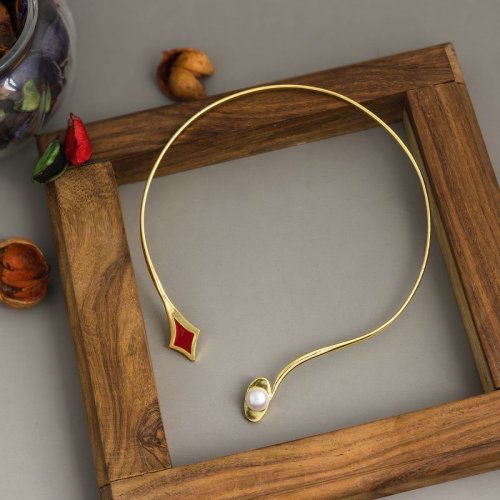 Pearl Gold Plated Brass Necklace