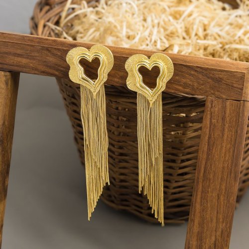 Statement Gold Plated Tassel Earrings