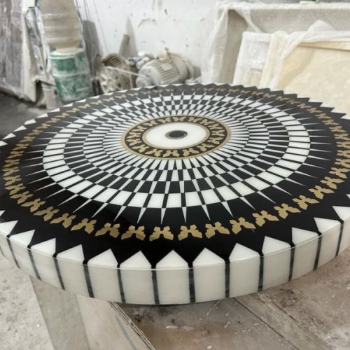 Printed Round Wooden Center Table