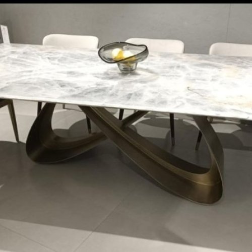 White Marble Top Stainless Steel Dining Table