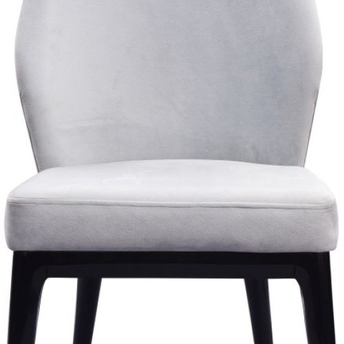 White Velvet Padded Metal Frame Dining Chair
