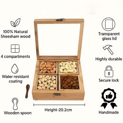 Wooden Handcarved Dry Fruits Box