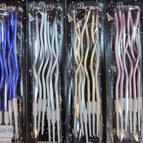 Modern Curly Metallic Thin Cake Candles