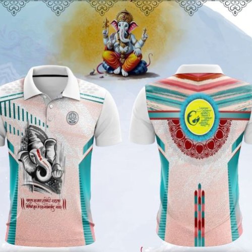 Printed Collar Neck Dry Fit Ganpati Jersey