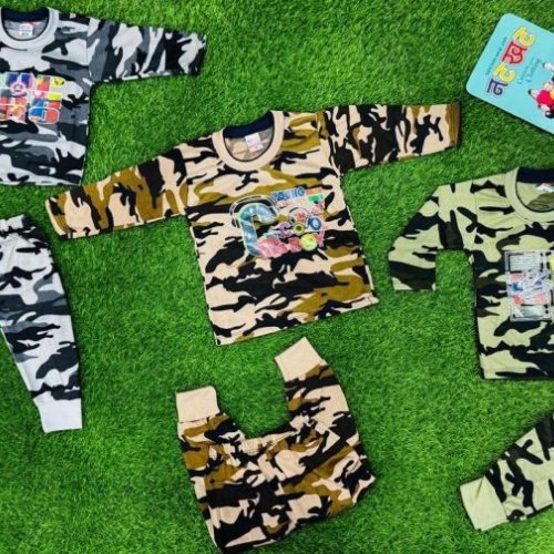Boys Army Rib Printed Pajama Set