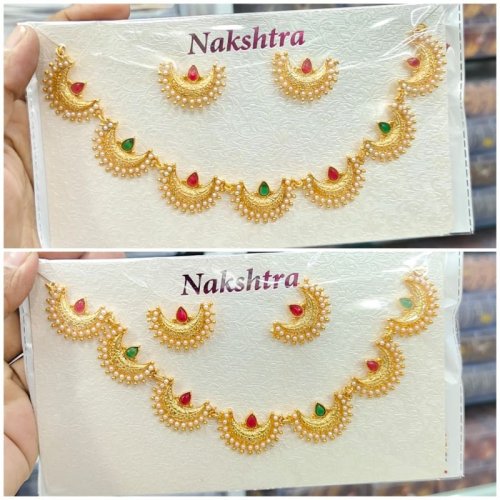 Half Moon Design Golden Artificial Necklace Set