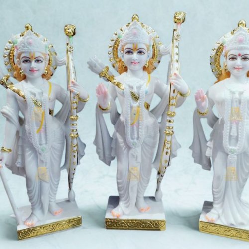 Premium White Marble RAM Darbar Moorti Set