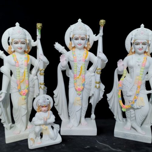 Pure White Marble RAM Darbar Moorti Set