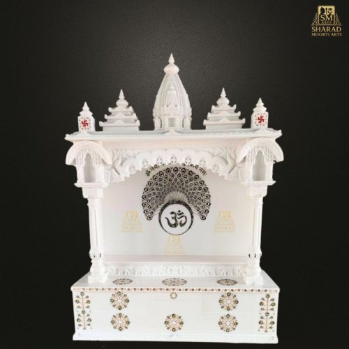 White Marble Peacock Design Home Temple